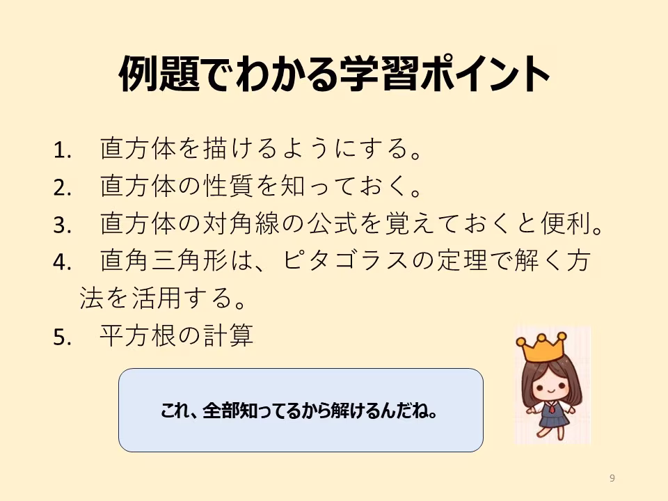 この例題でわかること。つまずいたところがあったら、その単元の基本例題に戻って確認しましょう。