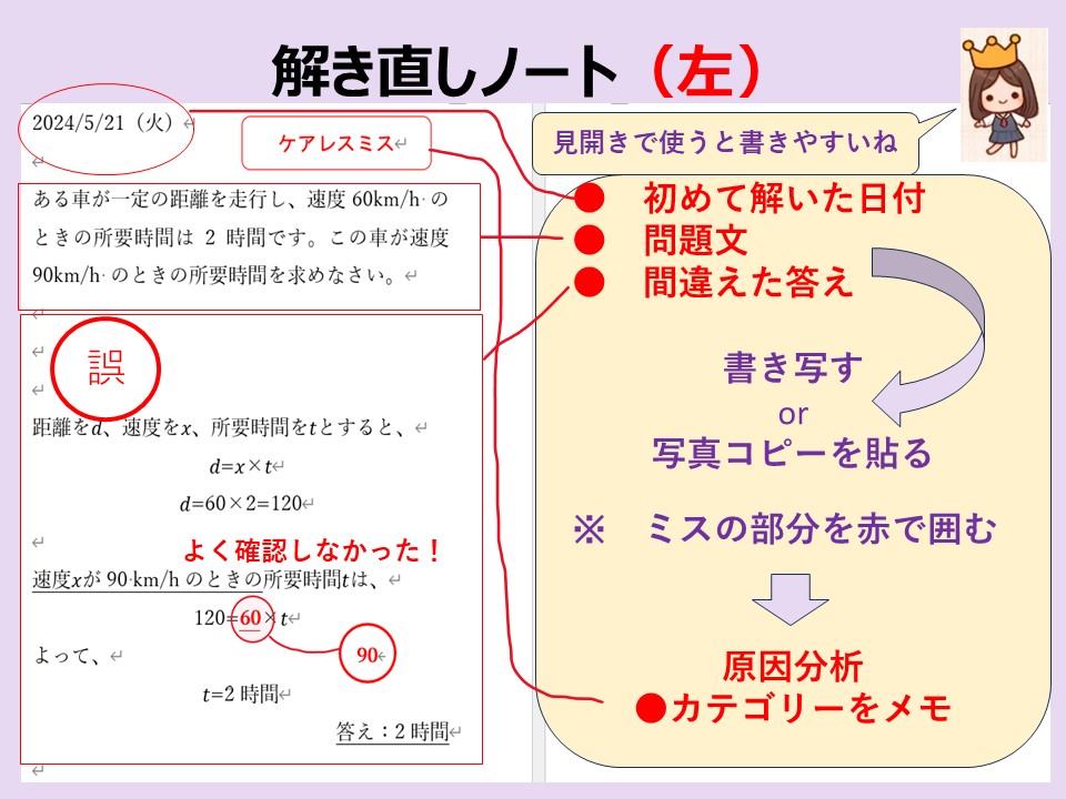 解き直しノート左