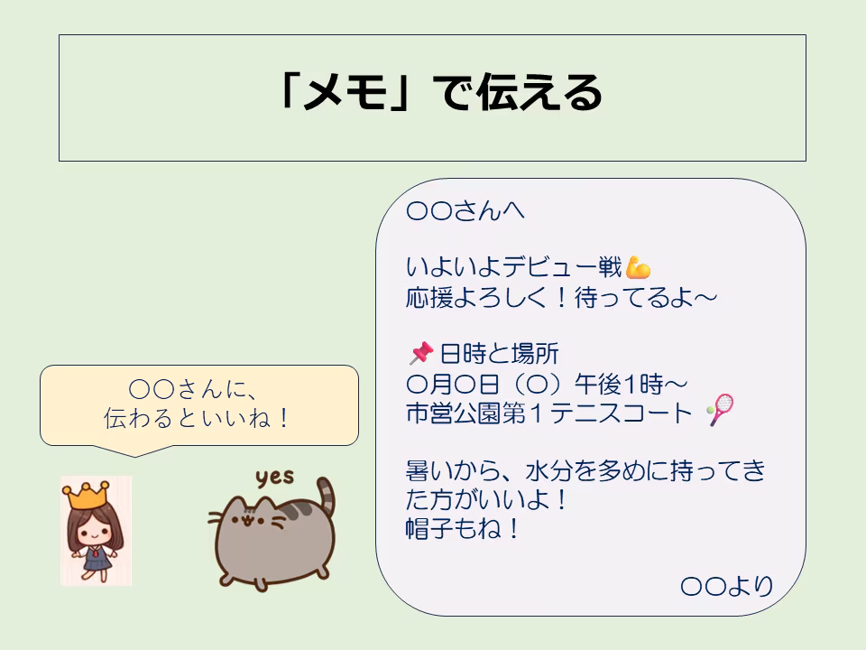 メモから何が読み取れますか?読み取り演習のスライドです。